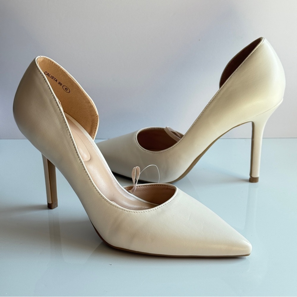 Nude Pointed Toe Cut Out Pumps Stiletto Heels Size 6